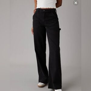 COPY - American Eagle Black Dreamy Drape Woven Super High-Waisted Baggy Wide-Le…